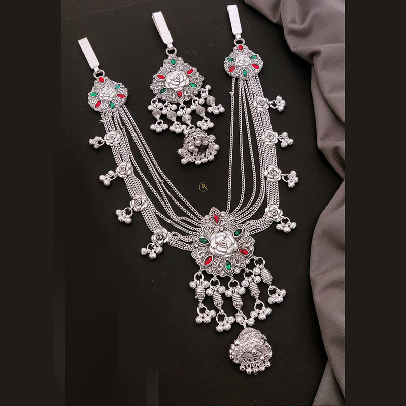 Akruti Collection Oxidised Plated Pota Stone Kamarband