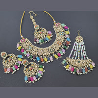 Akruti Collection Gold Plated Crystal Stone And Pearl Necklace Set