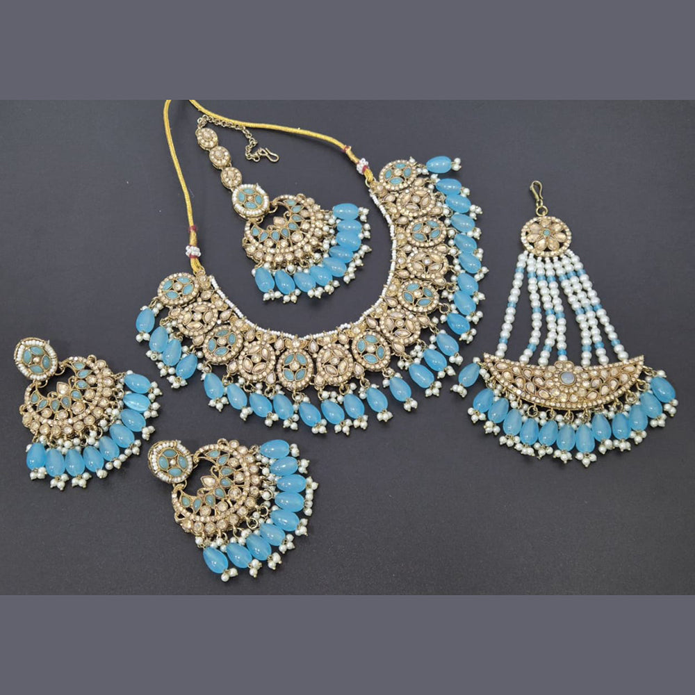 Akruti Collection Gold Plated Crystal Stone And Pearl Necklace Set
