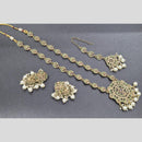 Akruti Collection Gold Plated Crystal Stone And Pearls Long Necklace Set