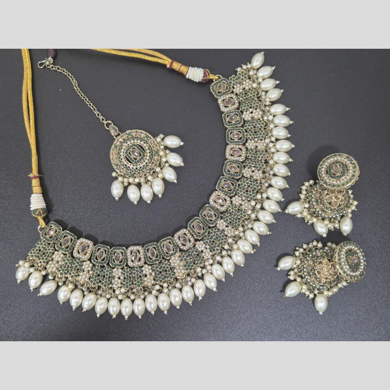 Akruti Collection Gold Plated Crystal Stone And Pearls Necklace Set