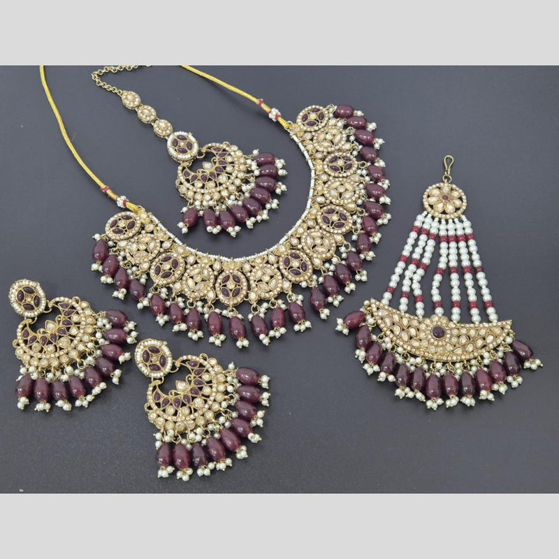 Akruti Collection Gold Plated Crystal Stone And Pearls Necklace Set