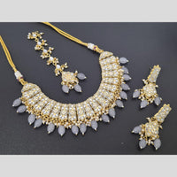 Akruti Collection Gold Plated Kundan Stone And Pearls Meenakari Necklace Set