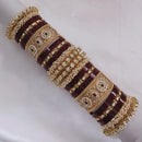 Akruti Collection Gold Plated Pota Stone And Pearl Acrylic Bangles Set