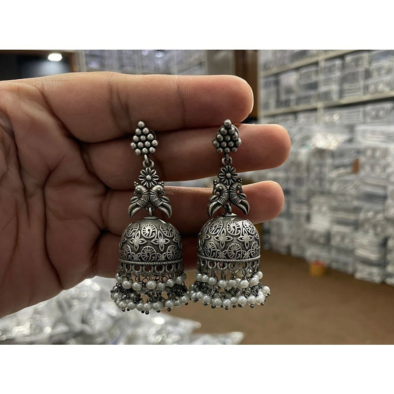 Akruti Collection Oxidised Plated Jhumki Earrings