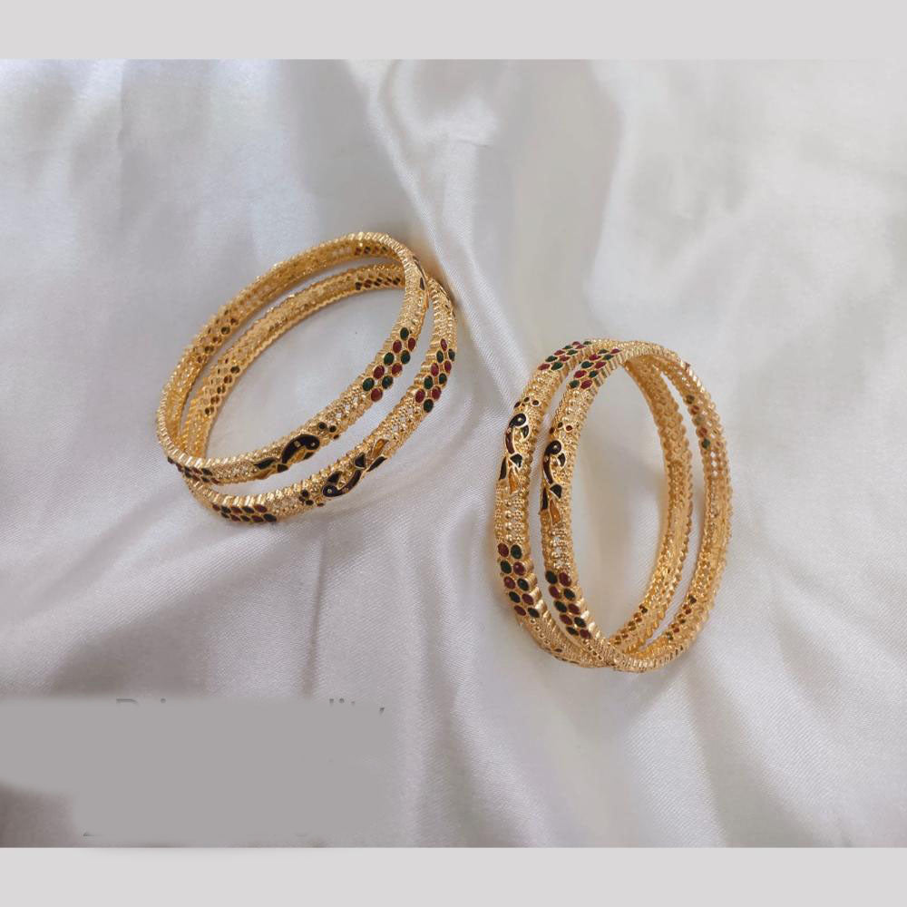 Akruti Collection Gold Plated Pota Stone Bangle Set