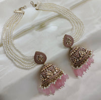 Akruti Collection Gold Plated Crystal Stone And Beads Kan Chain Jhumki Earrings