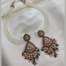 Akruti Collection Gold Plated Crystal Stone And Beads Kan Chain Dangler Earrings