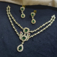 Akruti Collection Gold Plated American Diamond Necklace Set