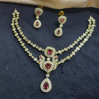 Akruti Collection Gold Plated American Diamond Necklace Set