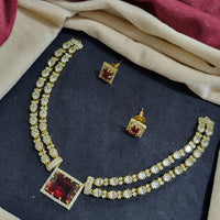 Akruti Collection Gold Plated American Diamond Necklace Set