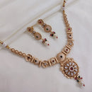 Akruti Collection Gold Plated Pota Stone And Pearls Meenakari Necklace Set