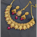 Akruti Collection Gold Plated Pota Stone And Pearls Choker Necklace Set