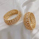 Akruti Collection Gold Plated Crystal Stone And Pearls Bangle Set