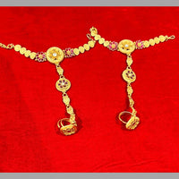 Akruti Collection Gold Plated Pota Stone Hand Harness