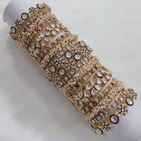 Akruti Collection Gold Plated Kundan Stone And Meenakari Bangles Set