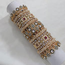 Akruti Collection Gold Plated Kundan Stone And Meenakari Bangles Set
