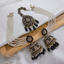 Akruti Collection Designer Kundan Jhumka Earrings with Beads & Pearl Chain