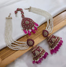 Akruti Collection Designer Kundan Jhumka Earrings with Beads & Pearl Chain