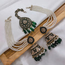 Akruti Collection Designer Kundan Jhumka Earrings with Beads & Pearl Chain