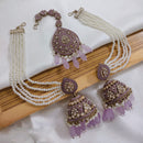 Akruti Collection Designer Kundan Jhumka Earrings with Beads & Pearl Chain