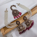 Akruti Collection Designer Kundan Jhumka Earrings with Beads & Pearl Chain