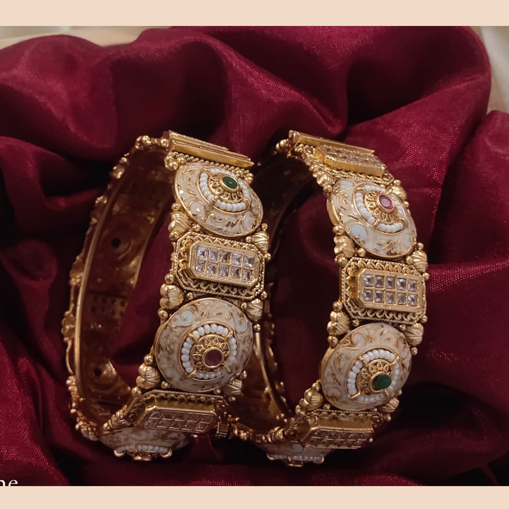 Akruti Collection Gold Plated Pota Stone Openable Bangle