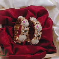 Akruti Collection Gold Plated Pota Stone And Meenakari Openable Bangle