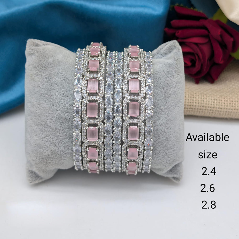 Akruti Collection Premium Silver Polish American Diamond Bangles
