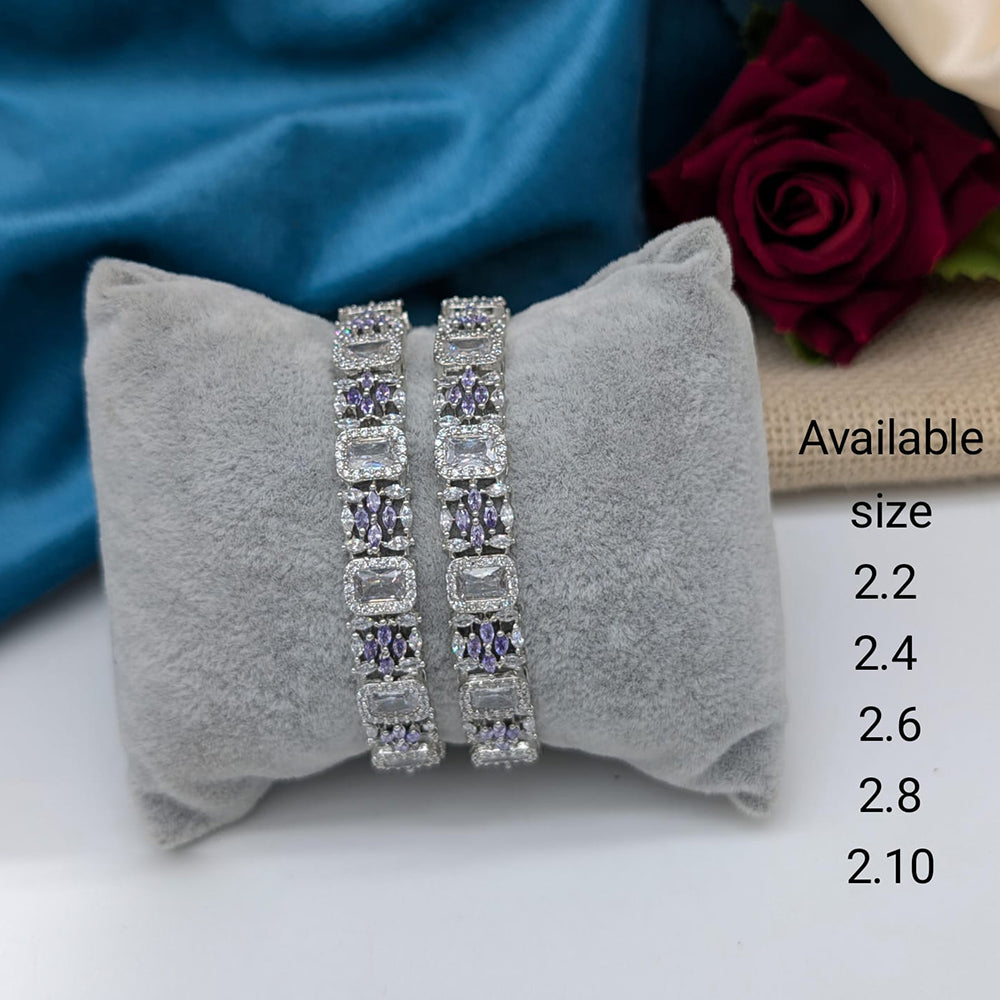 Akruti Collection Premium Silver Polish American Diamond Bangles