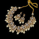 Akruti Collection Gold Plated Polki Kundan Stone Pearl And Beads Necklace Set