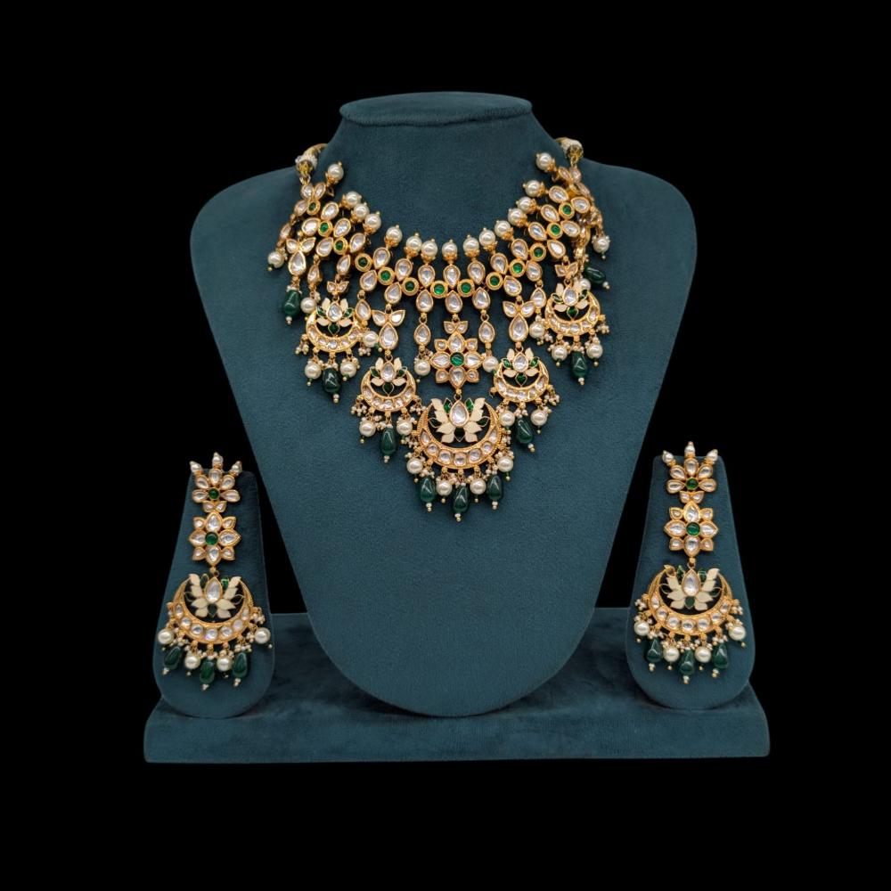 Akruti Collection Gold Plated Polki Kundan Pearl And Beads Meenakari Choker Necklace Set
