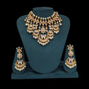 Akruti Collection Gold Plated Polki Kundan Pearl And Beads Meenakari Choker Necklace Set
