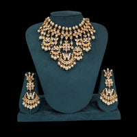 Akruti Collection Gold Plated Polki Kundan Pearl And Beads Meenakari Choker Necklace Set