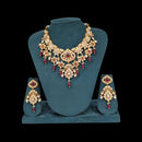 Akruti Collection Gold Plated Polki Kundan Stone Pearl And Beads Necklace Set