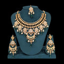 Akruti Collection Gold Plated Polki Kundan Pearl And Beads Meenakari Necklace Set