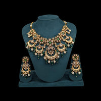 Akruti Collection Gold Plated Polki Kundan Pearl And Beads Meenakari Necklace Set