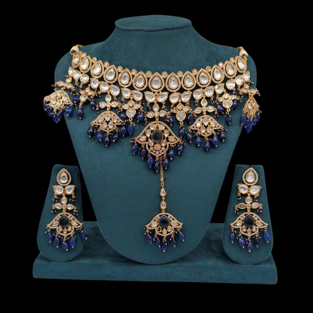 Akruti Collection Gold Plated Polki Kundan Stone Pearl And Beads Necklace Set
