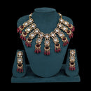 Akruti Collection Gold Plated Polki Kundan Stone Pearl And Beads Necklace Set