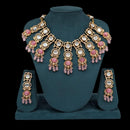 Akruti Collection Gold Plated Polki Kundan Stone Pearl And Beads Necklace Set