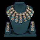 Akruti Collection Gold Plated Polki Kundan Stone Pearl And Beads Necklace Set