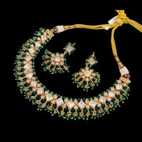 Akruti Collection Gold Plated Polki Kundan Stone And Pearl Necklace Set