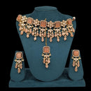 Akruti Collection Gold Plated Polki Kundan Stone Pearl And Beads Choker Necklace Set