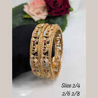 Akruti Collection Gold Plated Pota Stone And Meenakari Bangle Set