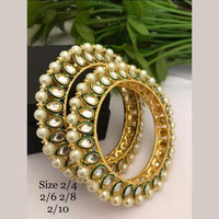 Akruti Collection Gold Plated Kundan Stone And Meenakari Bangle Set