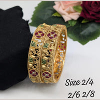 Akruti Collection Gold Plated Kundan Stone Bangle Set