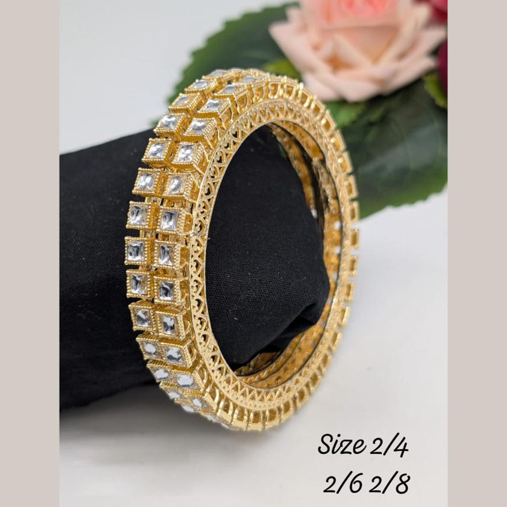 Akruti Collection Gold Plated Kundan Stone Bangle Set
