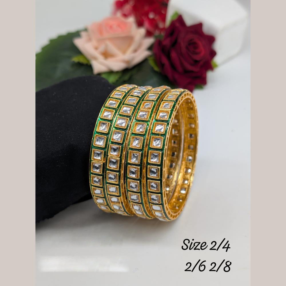 Akruti Collection Gold Plated Kundan Stone Bangle Set