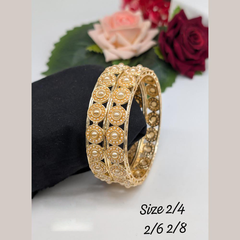 Akruti Collection Gold Plated Pearl Stone Bangle Set