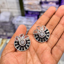 Akruti Collection Silver Plated AD Stud Earrings